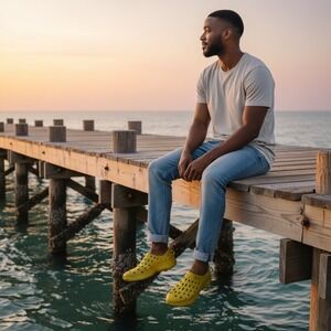 Kane Revive Active Recovery Shoes Yellow Mens Size 12 Slip On Perforated Clogs